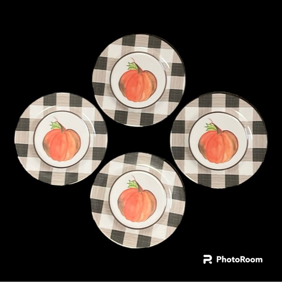 NWT | 4 Melamine Pumpkin Plates | 8” - Picture 1 of 3